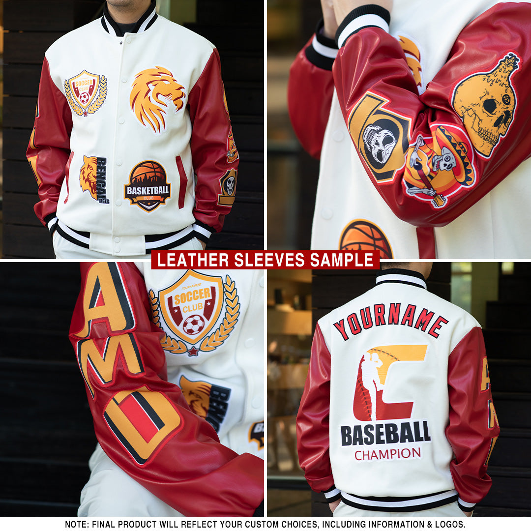 Custom Figure Royal Aqua-White Fluid Pattern Bomber Full-Snap Varsity Letterman Hoodie Jacket view 2