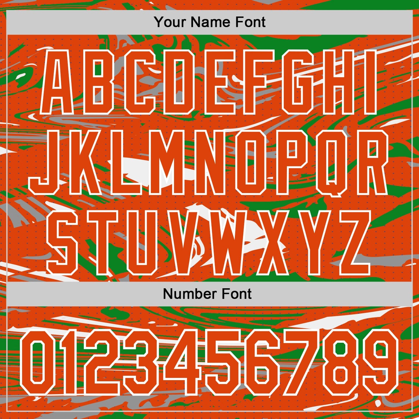 Custom Figure Orange Grass Green-White Fluid Pattern Bomber Full-Snap Varsity Letterman Hoodie Jacket view 6