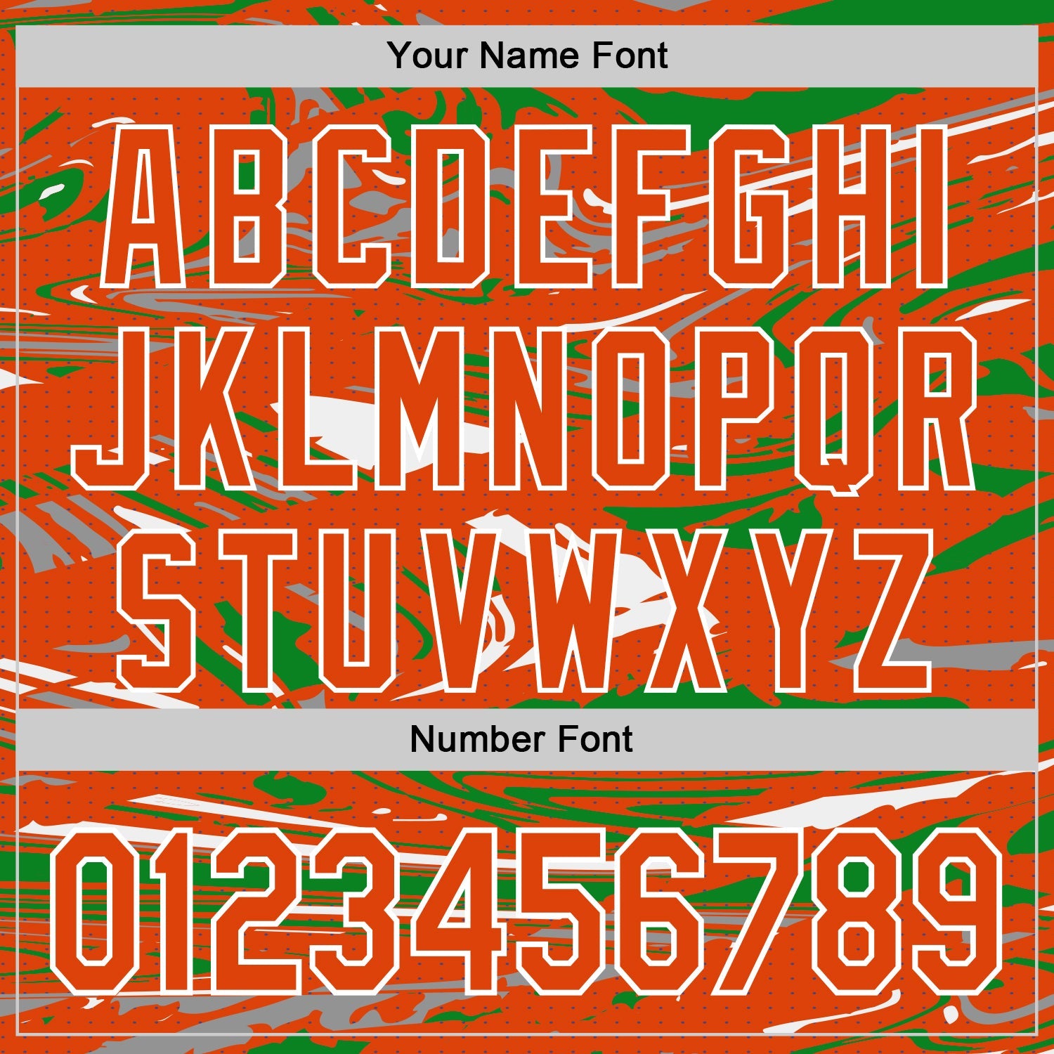 Custom Figure Orange Grass Green-White Fluid Pattern Bomber Full-Snap Varsity Letterman Hoodie Jacket view 6