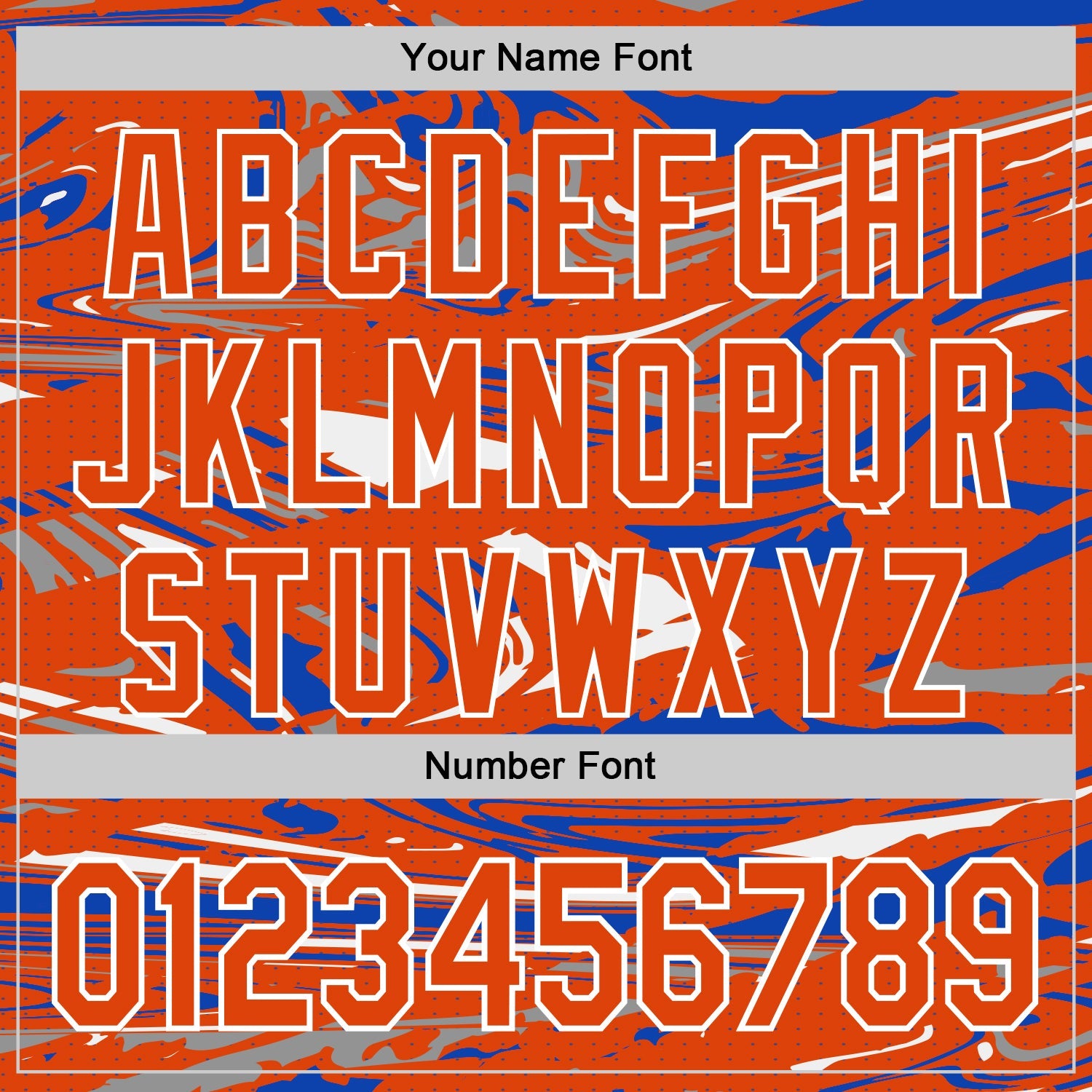 Custom Figure Orange Thunder Blue-White Fluid Pattern Bomber Full-Snap Varsity Letterman Hoodie Jacket view 6