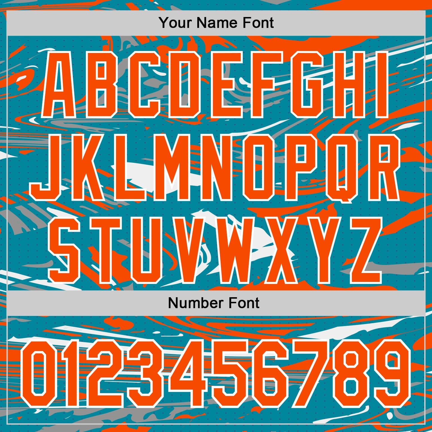 Custom Figure Orange Teal-White Fluid Pattern Bomber Full-Snap Varsity Letterman Hoodie Jacket view 6