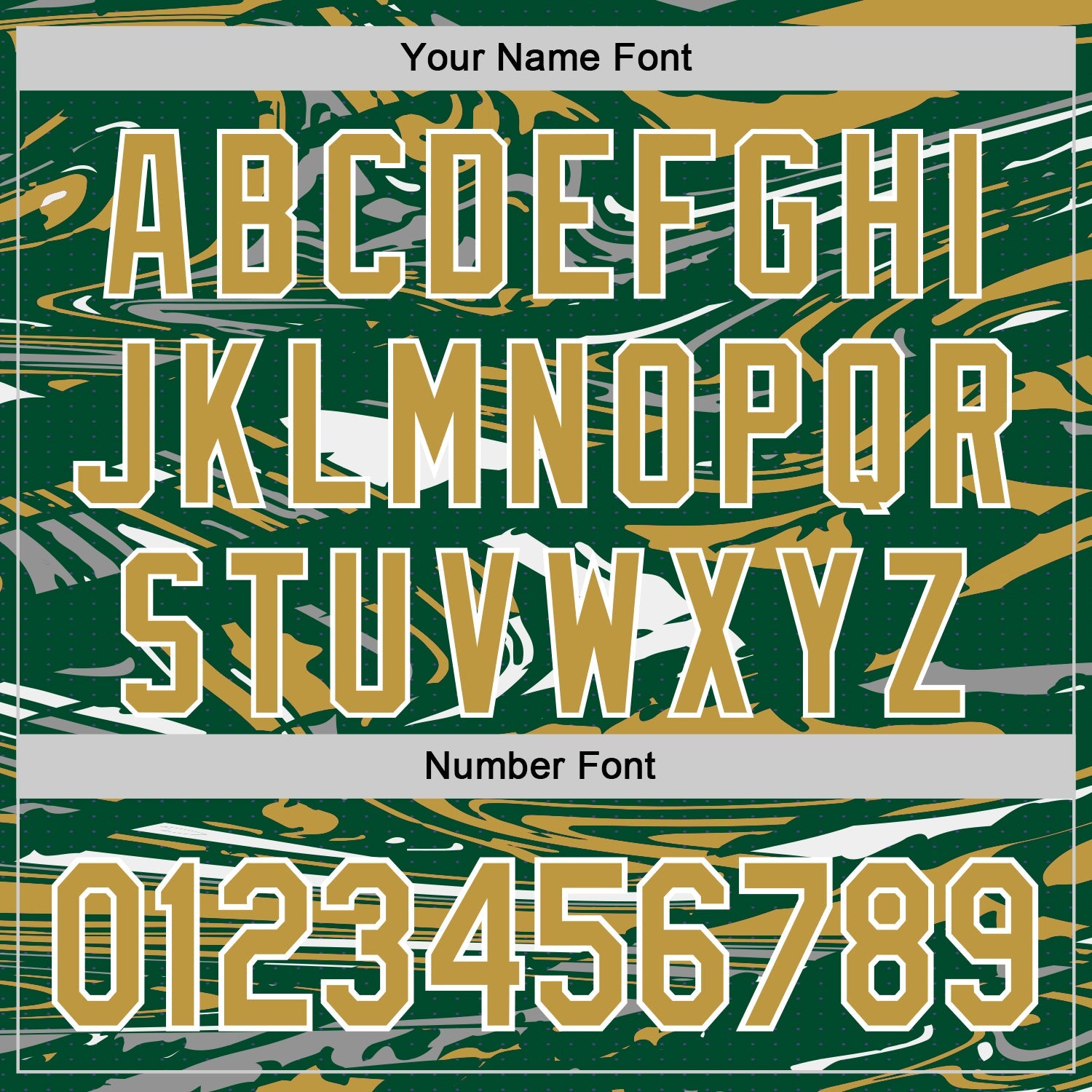 Custom Figure Old Gold Kelly Green-White Fluid Pattern Bomber Full-Snap Varsity Letterman Hoodie Jacket view 6
