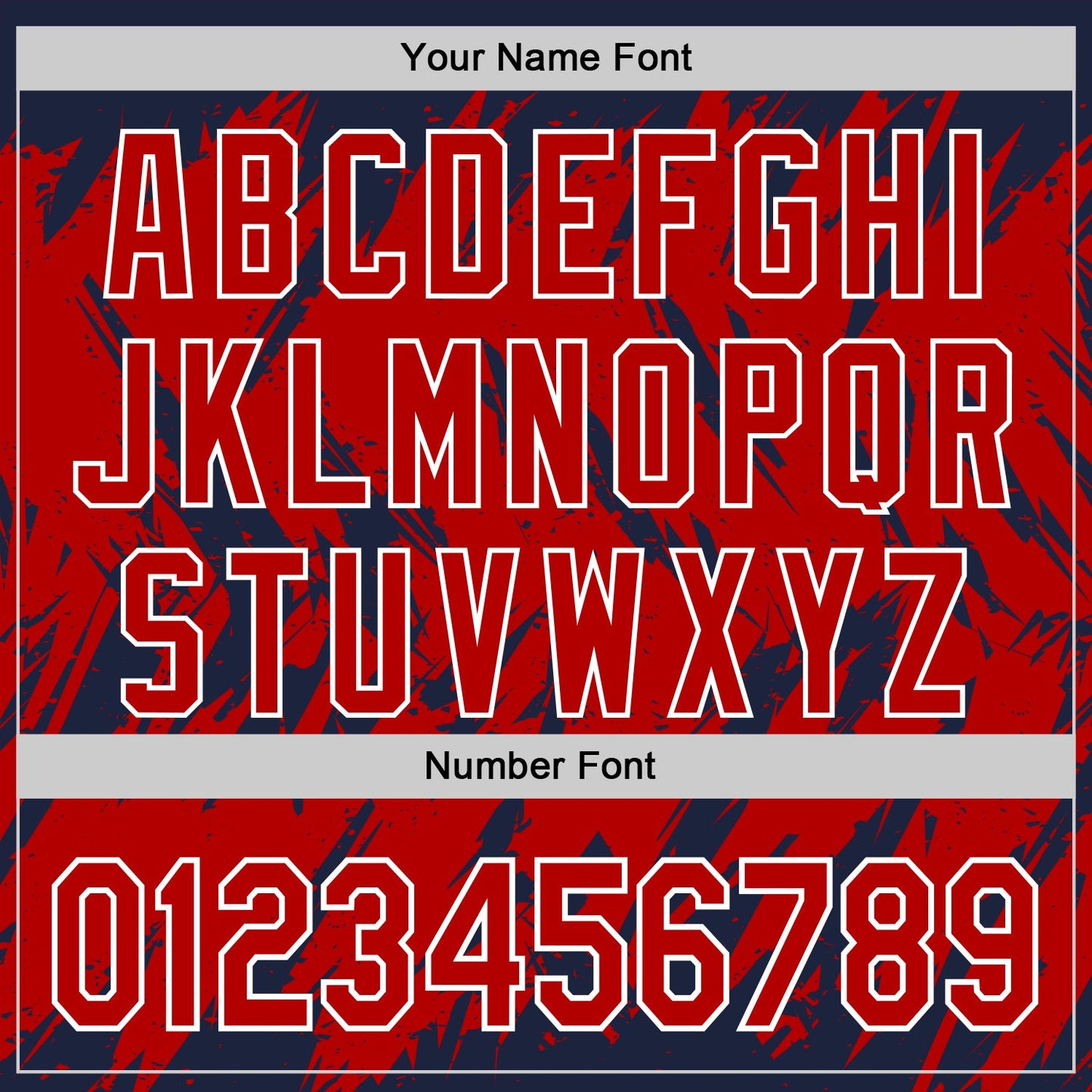 Custom Navy Red-White Abstract Sharp Shape Fragment Pattern Bomber Full-Snap Varsity Letterman Hoodie Jacket view 6
