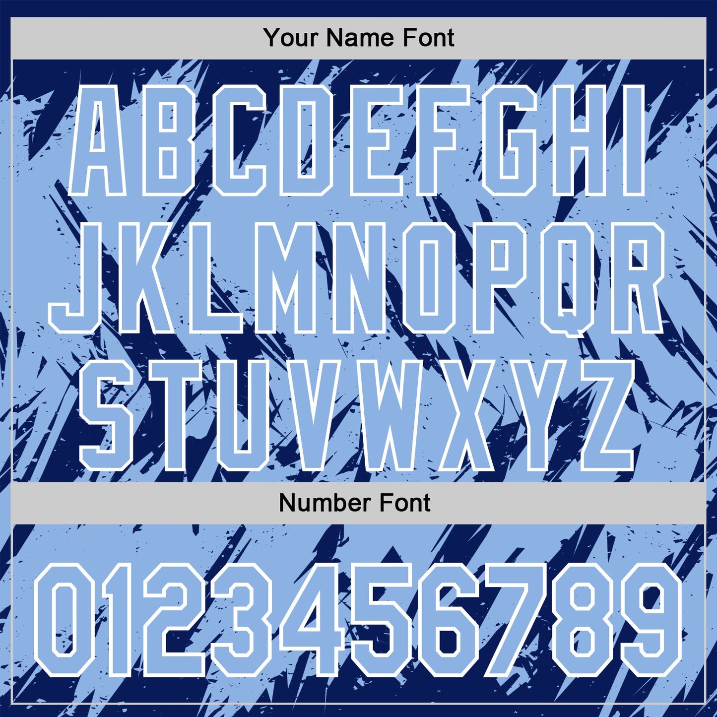 Custom Royal Light Blue-White Abstract Sharp Shape Fragment Pattern Bomber Full-Snap Varsity Letterman Hoodie Jacket view 6