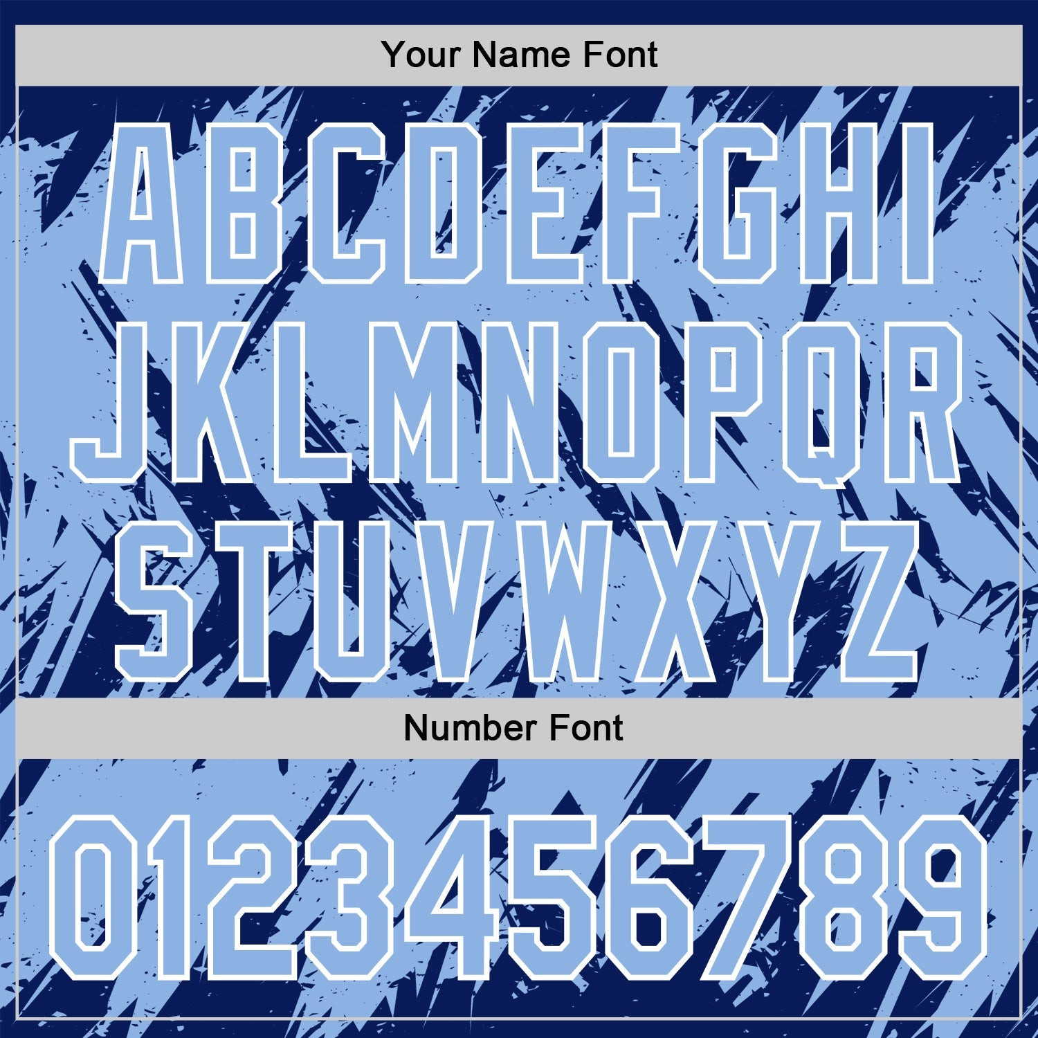 Custom Royal Light Blue-White Abstract Sharp Shape Fragment Pattern Bomber Full-Snap Varsity Letterman Hoodie Jacket view 6