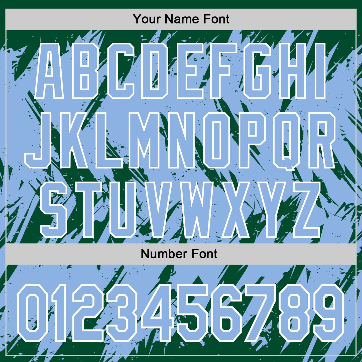 Custom Kelly Green Light Blue-White Abstract Sharp Shape Fragment Pattern Bomber Full-Snap Varsity Letterman Hoodie Jacket view 6