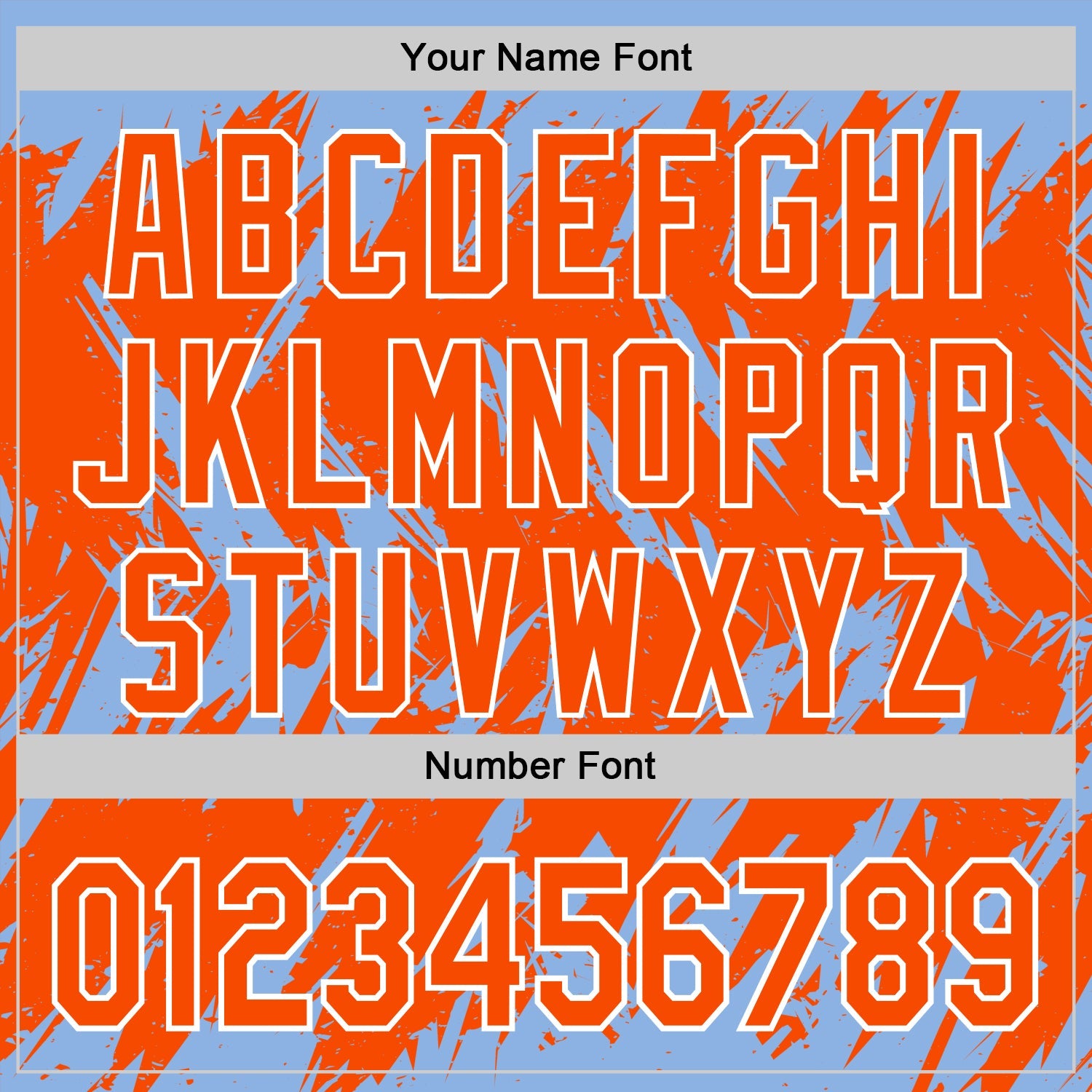 Custom Light Blue Orange-White Abstract Sharp Shape Fragment Pattern Bomber Full-Snap Varsity Letterman Hoodie Jacket view 6