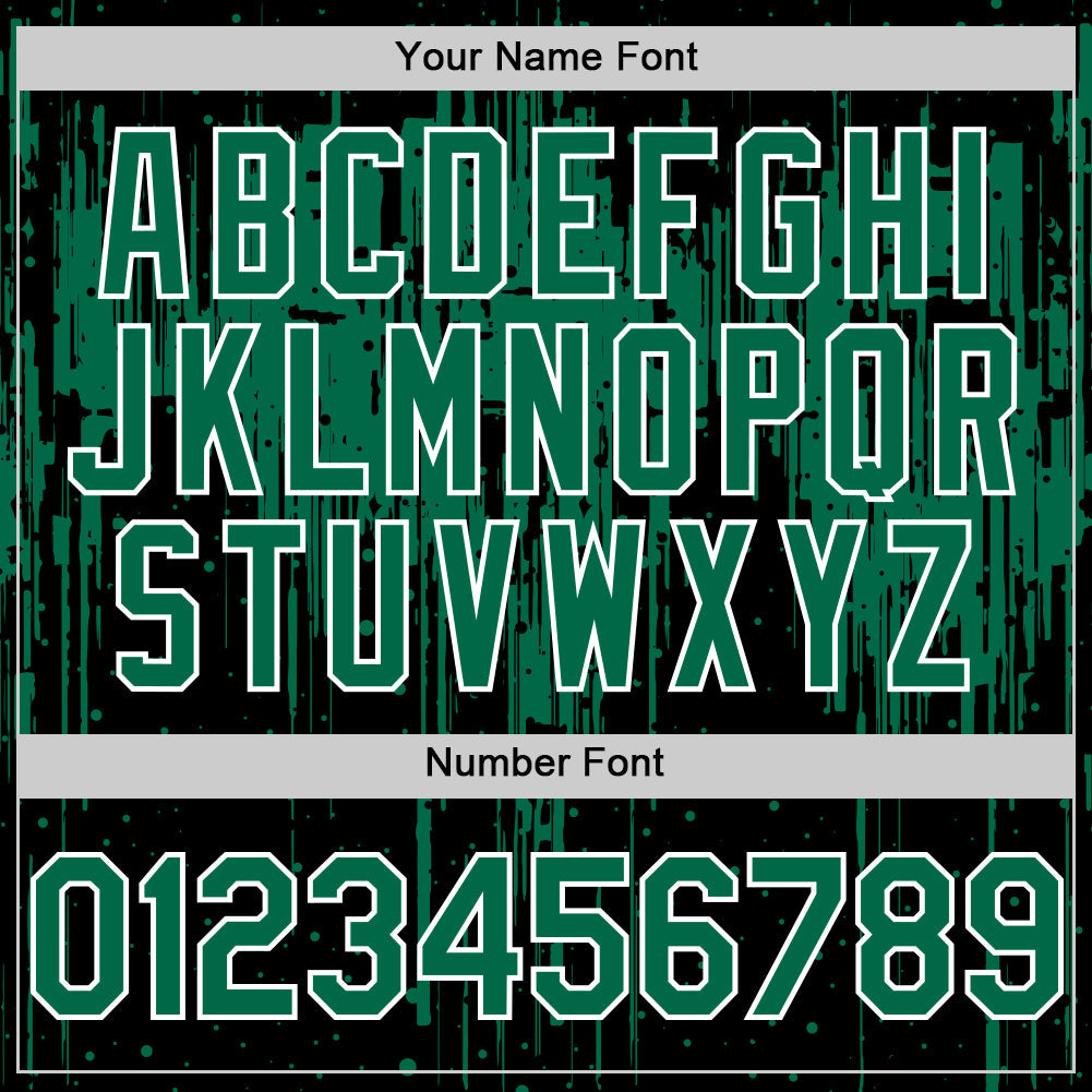 Custom Black Kelly Green-White Dripping Splatter Bomber Full-Snap Varsity Letterman Hoodie Jacket view 6