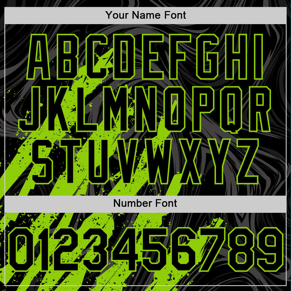 Custom Black Neon Green Splash Bomber Full-Snap Varsity Letterman Hoodie Jacket view 6