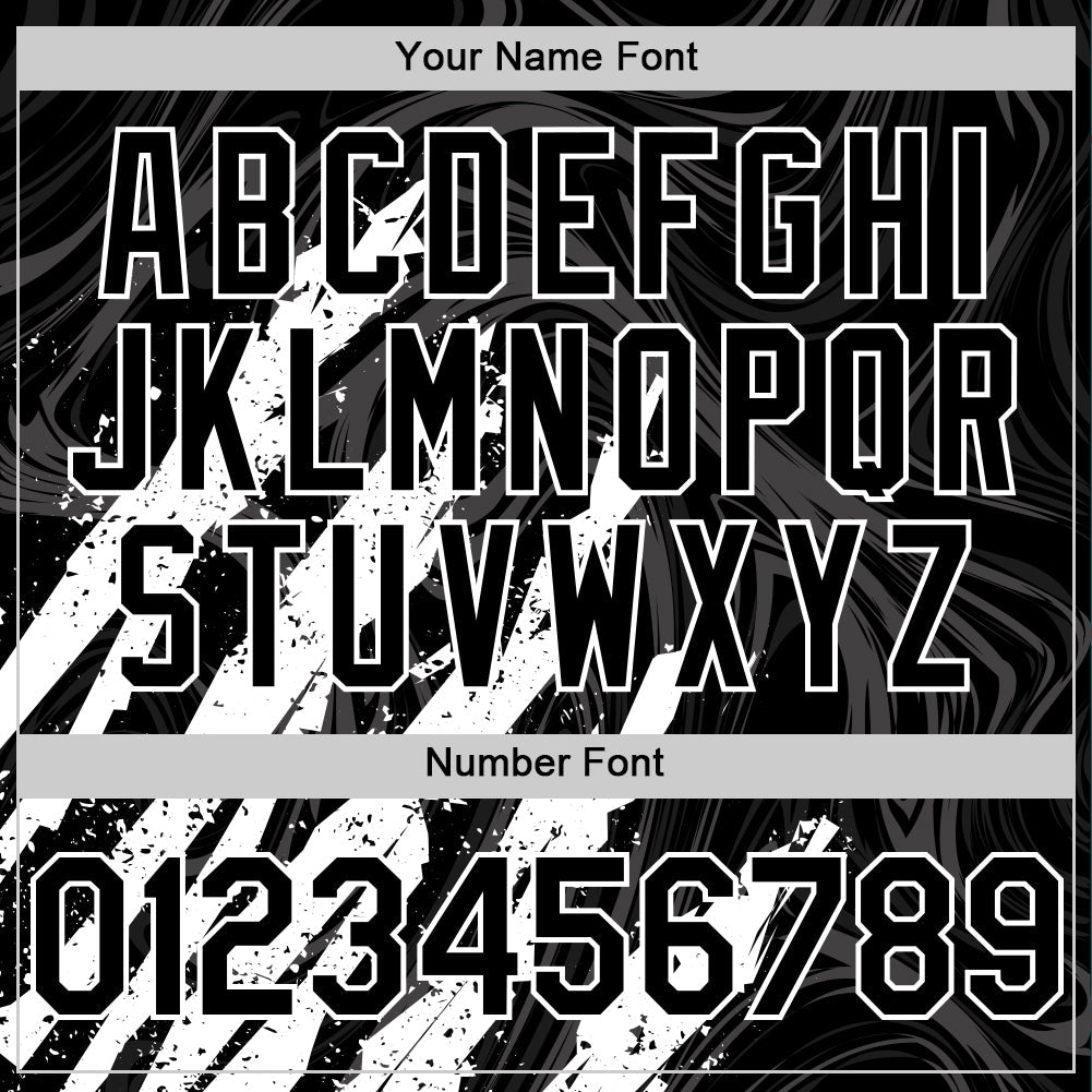 Custom Black White Splash Bomber Full-Snap Varsity Letterman Hoodie Jacket view 6