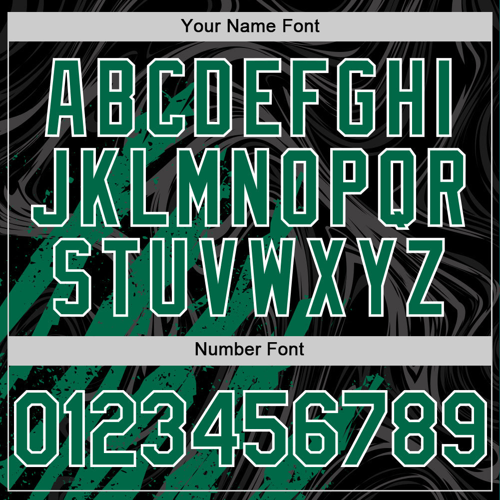 Custom Black Kelly Green-White Splash Bomber Full-Snap Varsity Letterman Hoodie Jacket view 6