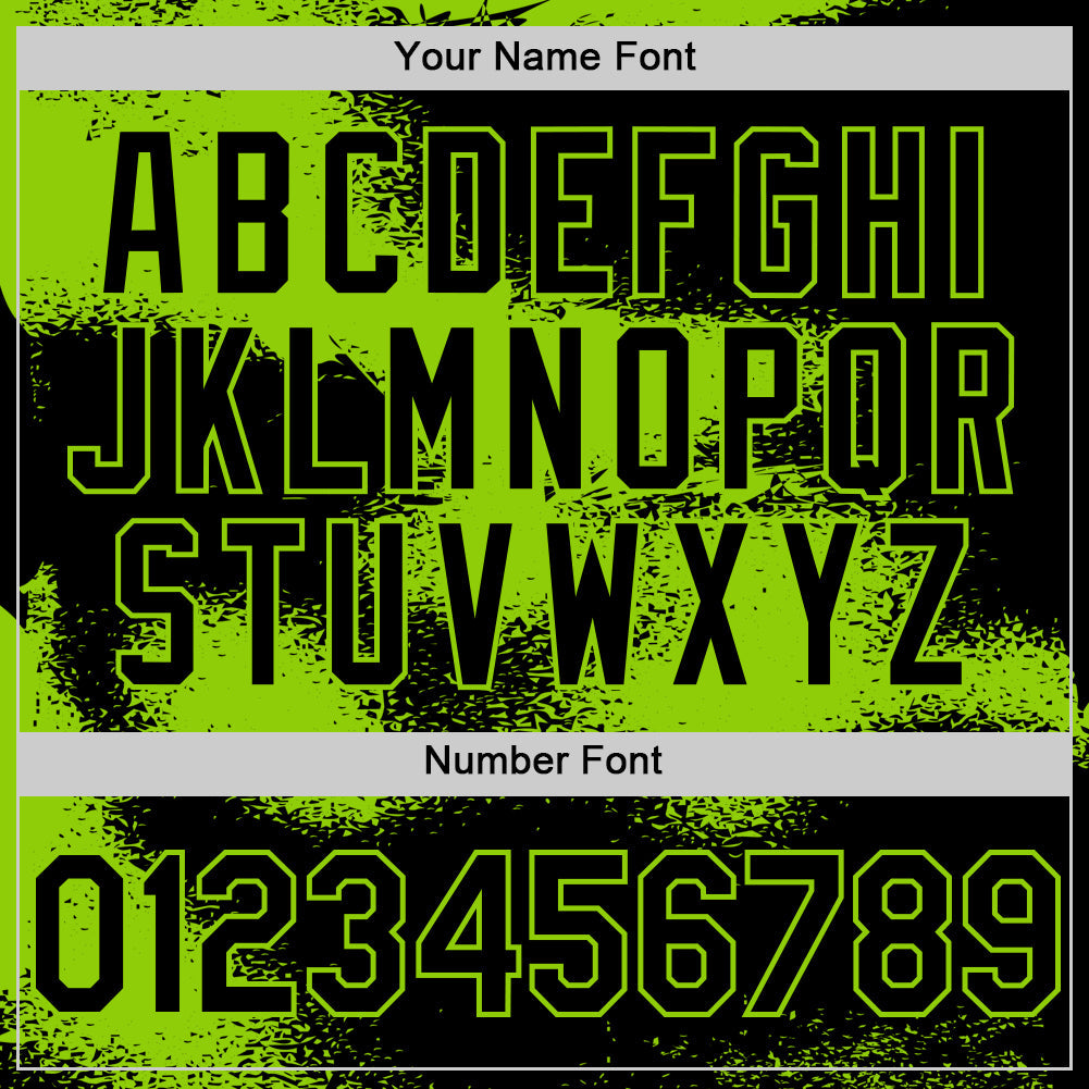 Custom Black Neon Green Abstract Color Blocks Fragment Pattern Bomber Full-Snap Varsity Letterman Hoodie Jacket view 6