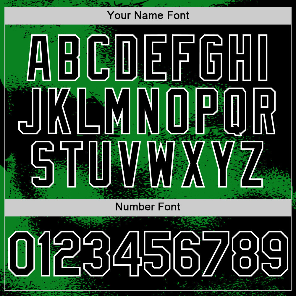 Custom Black Grass Green-White Abstract Color Blocks Fragment Pattern Bomber Full-Snap Varsity Letterman Hoodie Jacket view 6