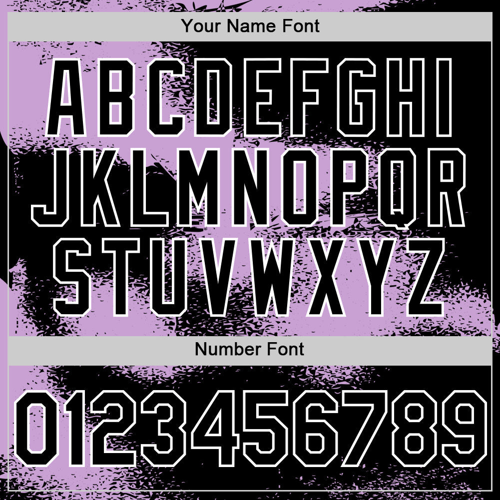 Custom Black Light Purple-White Abstract Color Blocks Fragment Pattern Bomber Full-Snap Varsity Letterman Hoodie Jacket view 6