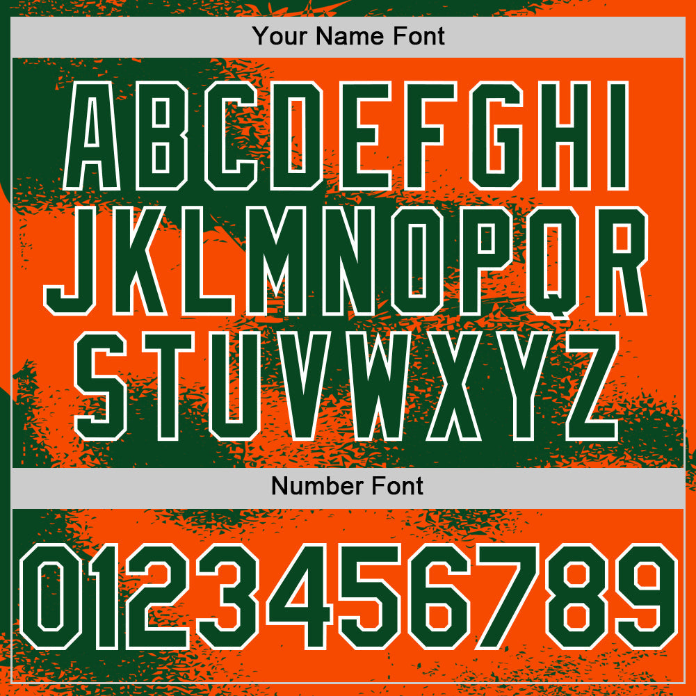 Custom Orange Green-White Abstract Color Blocks Fragment Pattern Bomber Full-Snap Varsity Letterman Hoodie Jacket view 6