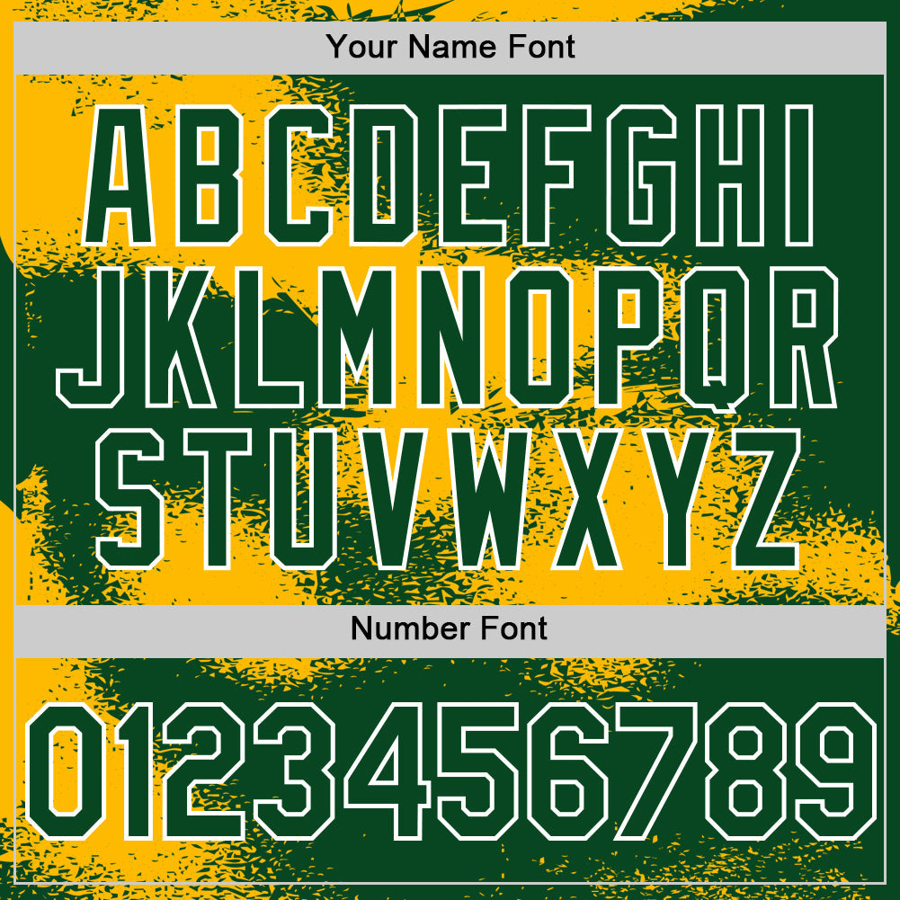Custom Green Gold-White Abstract Color Blocks Fragment Pattern Bomber Full-Snap Varsity Letterman Hoodie Jacket view 6