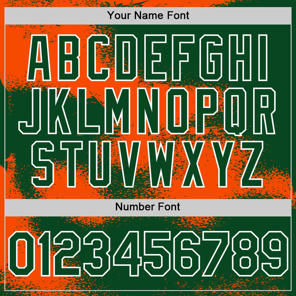 Custom Green Orange-White Abstract Color Blocks Fragment Pattern Bomber Full-Snap Varsity Letterman Hoodie Jacket view 6