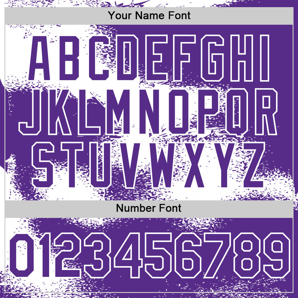 Custom Purple White Abstract Color Blocks Fragment Pattern Bomber Full-Snap Varsity Letterman Hoodie Jacket view 6