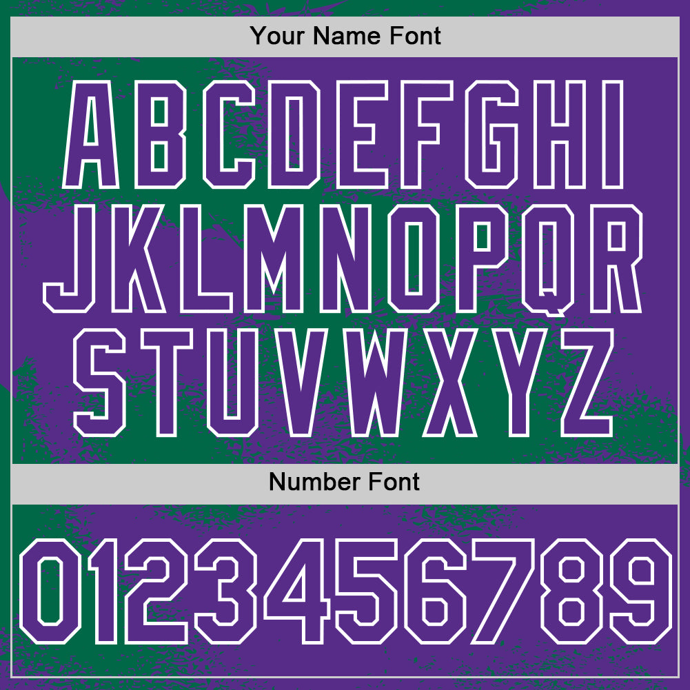 Custom Purple Kelly Green-White Abstract Color Blocks Fragment Pattern Bomber Full-Snap Varsity Letterman Hoodie Jacket view 6