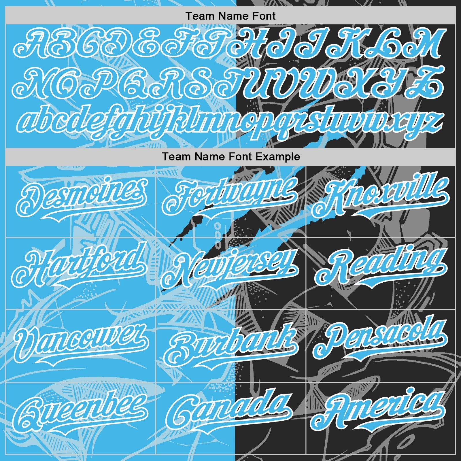 Custom Graffiti Pattern Sky Blue Black-White Scratch Bomber Full-Snap Varsity Letterman Hoodie Jacket view 5