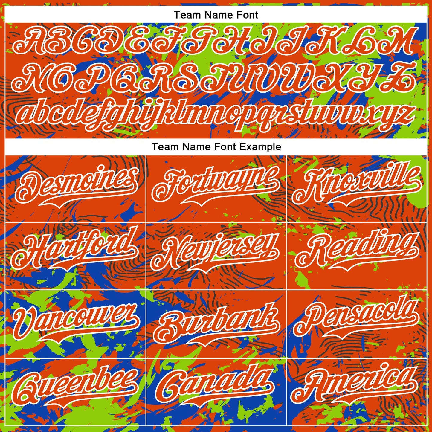 Custom Orange Neon Green Thunder Blue-White Splash Bomber Full-Snap Varsity Letterman Hoodie Jacket view 5
