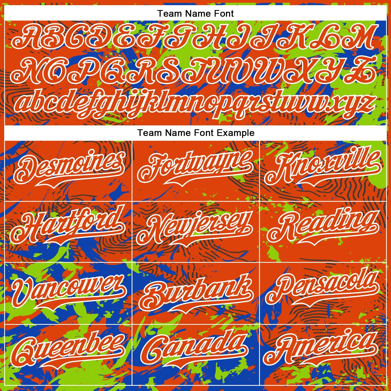 Custom Orange Neon Green Thunder Blue-White Splash Bomber Full-Snap Varsity Letterman Hoodie Jacket view 5