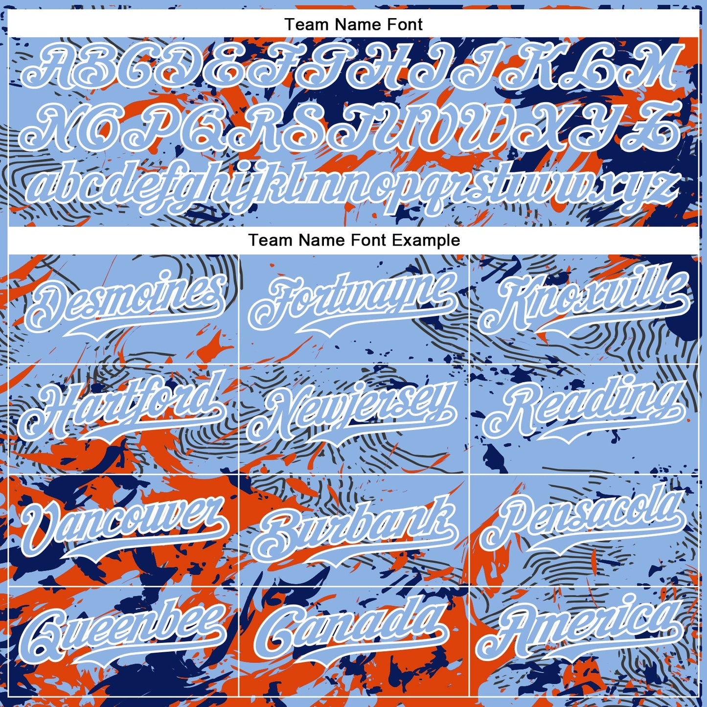 Custom Light Blue Royal Orange-White Splash Bomber Full-Snap Varsity Letterman Hoodie Jacket view 5