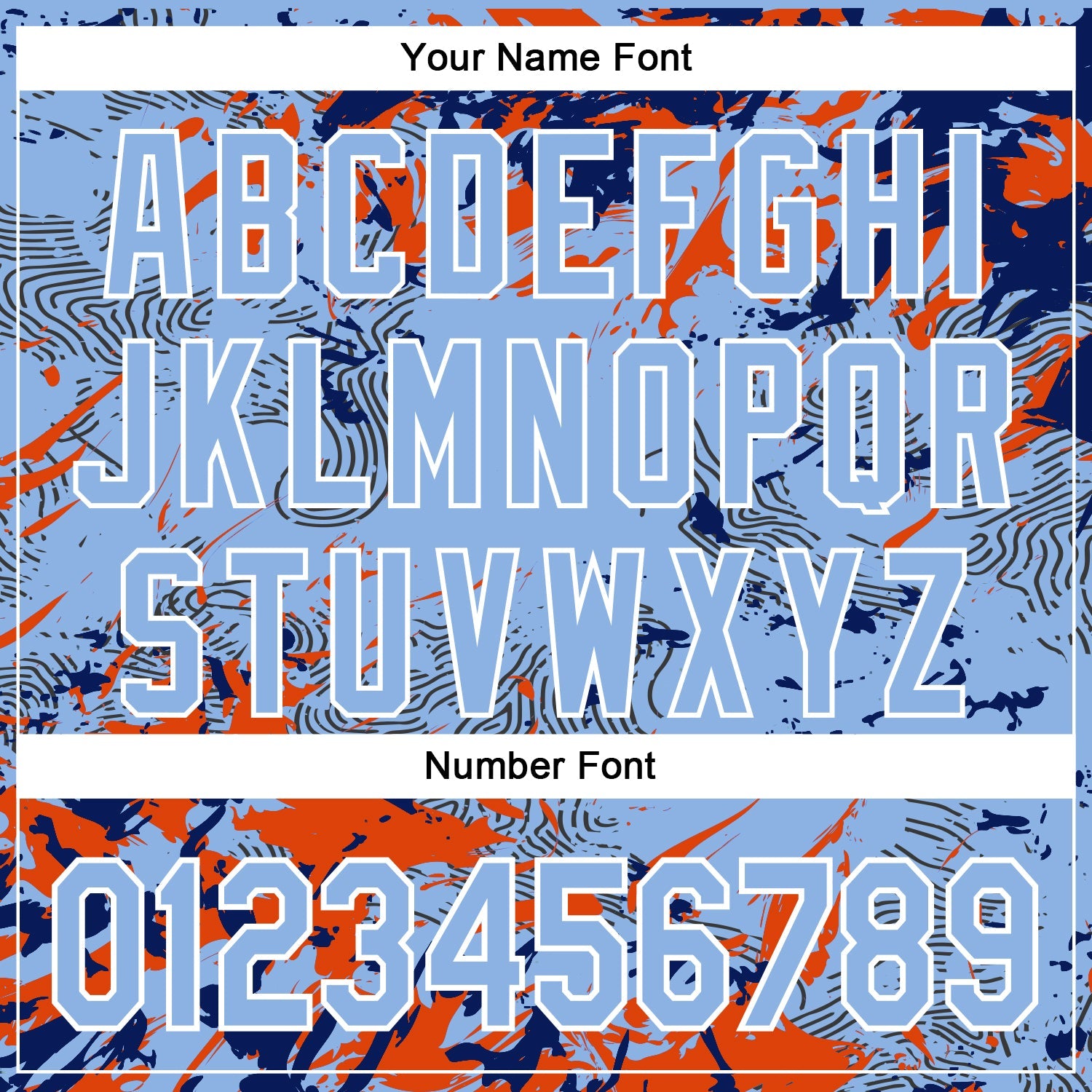Custom Light Blue Royal Orange-White Splash Bomber Full-Snap Varsity Letterman Hoodie Jacket view 6