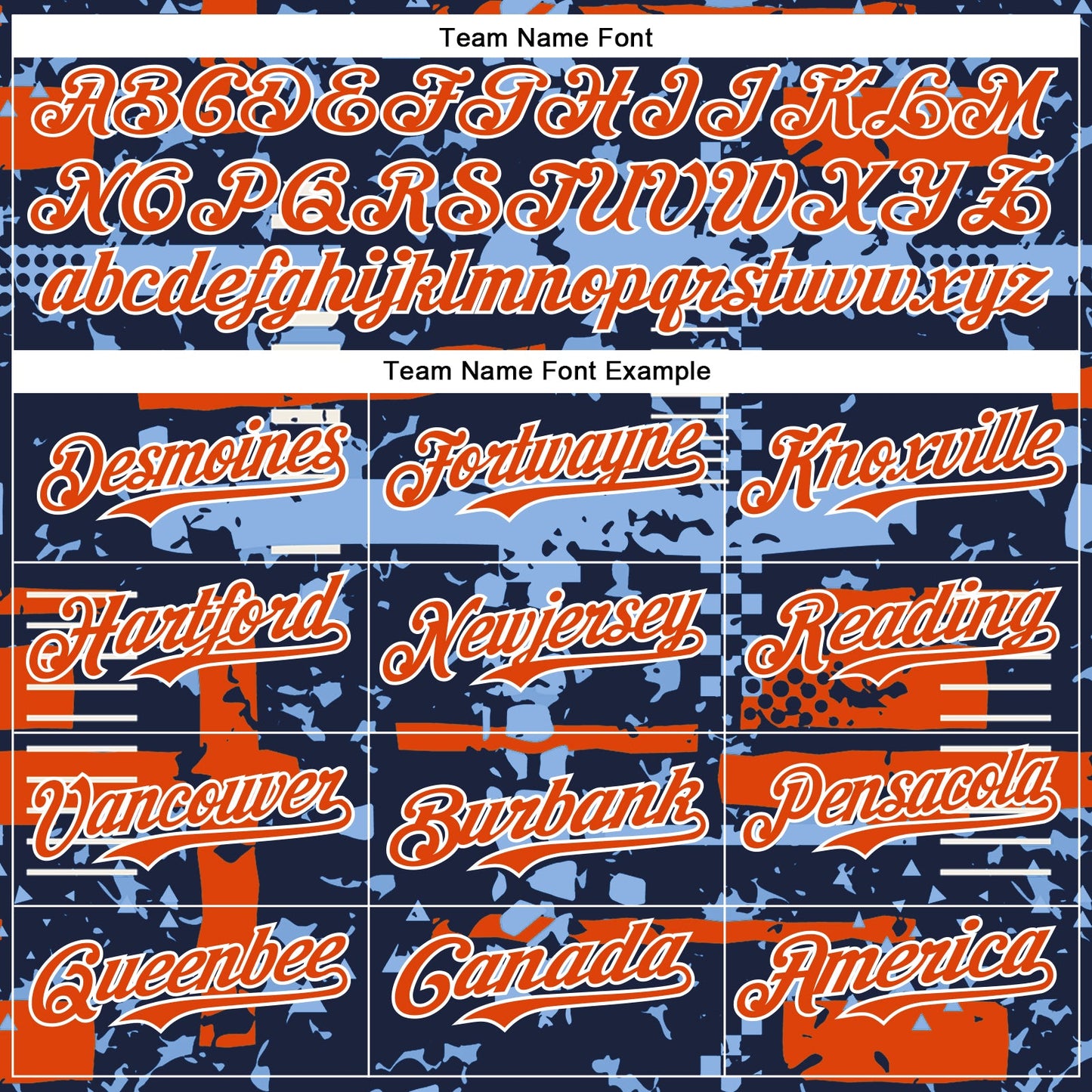 Custom Navy Orange Light Blue-White Abstract Fragment Shape Bomber Full-Snap Varsity Letterman Hoodie Jacket view 5