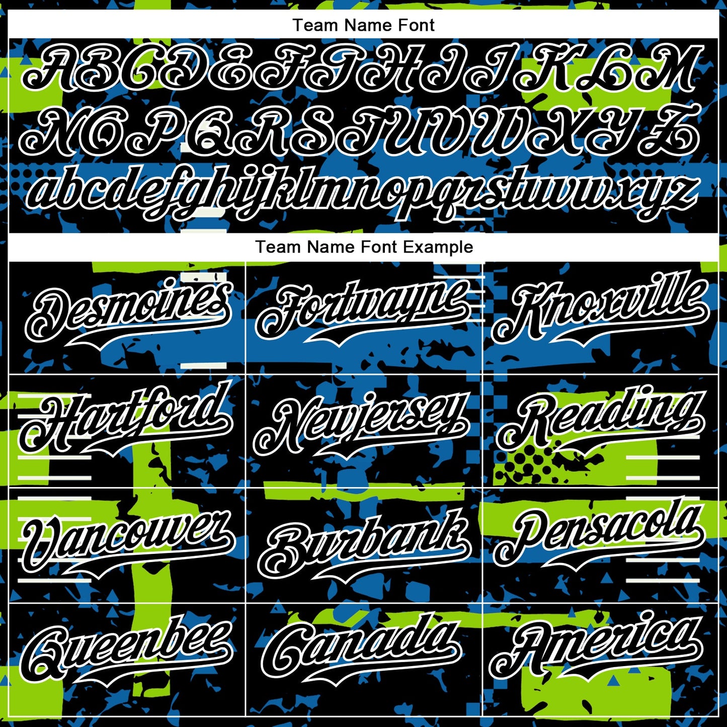 Custom Black Neon Green Blue-White Abstract Fragment Shape Bomber Full-Snap Varsity Letterman Hoodie Jacket view 5
