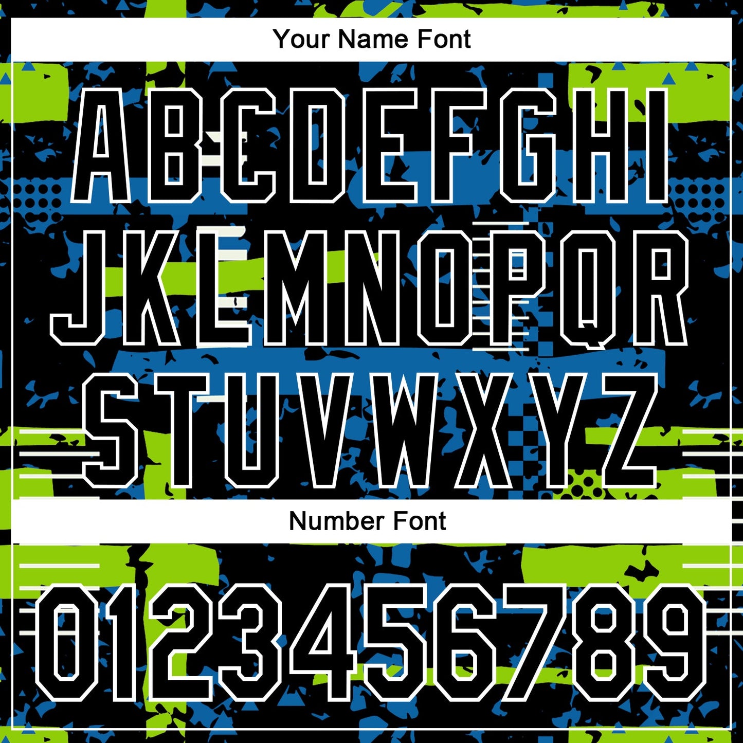 Custom Black Neon Green Blue-White Abstract Fragment Shape Bomber Full-Snap Varsity Letterman Hoodie Jacket view 6