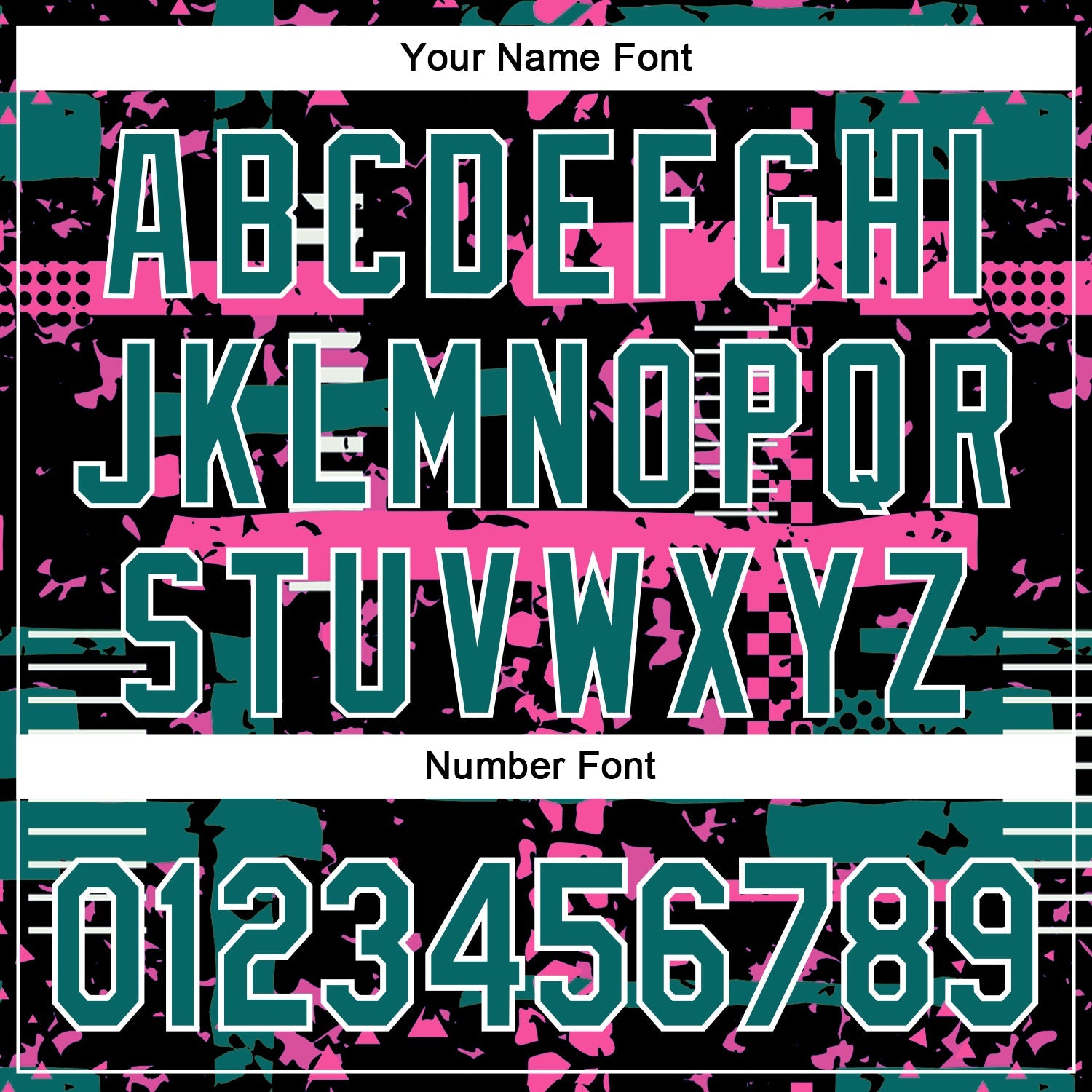 Custom Black Teal Pink-White Abstract Fragment Shape Bomber Full-Snap Varsity Letterman Hoodie Jacket view 6