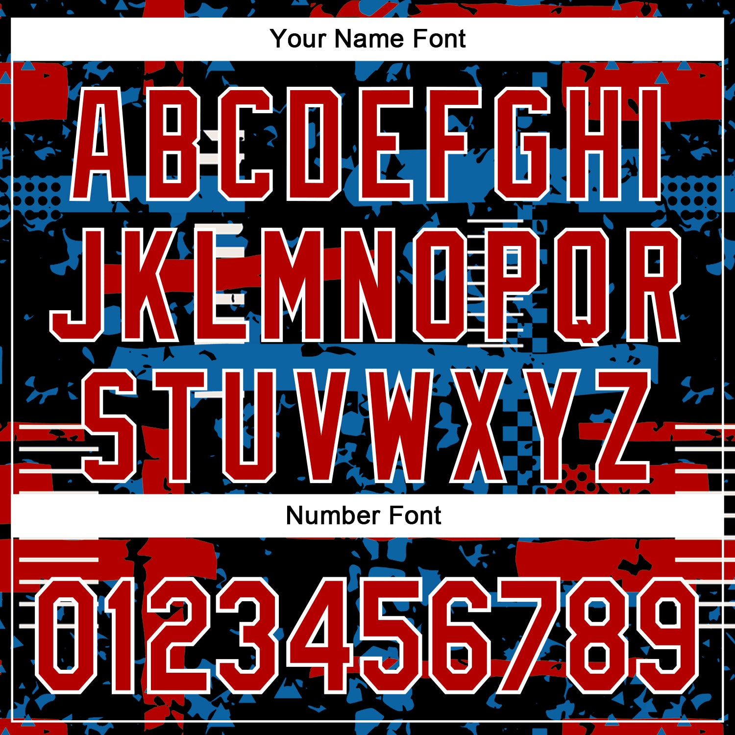 Custom Black Red Blue-White Abstract Fragment Shape Bomber Full-Snap Varsity Letterman Hoodie Jacket view 6