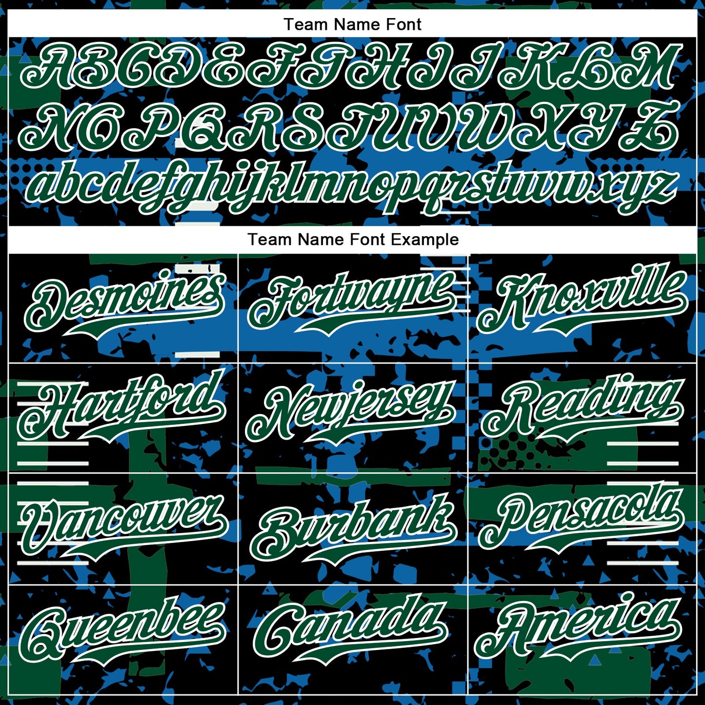 Custom Black Kelly Green Blue-White Abstract Fragment Shape Bomber Full-Snap Varsity Letterman Hoodie Jacket view 5