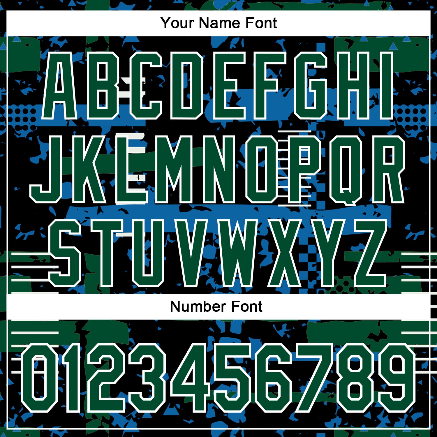 Custom Black Kelly Green Blue-White Abstract Fragment Shape Bomber Full-Snap Varsity Letterman Hoodie Jacket view 6