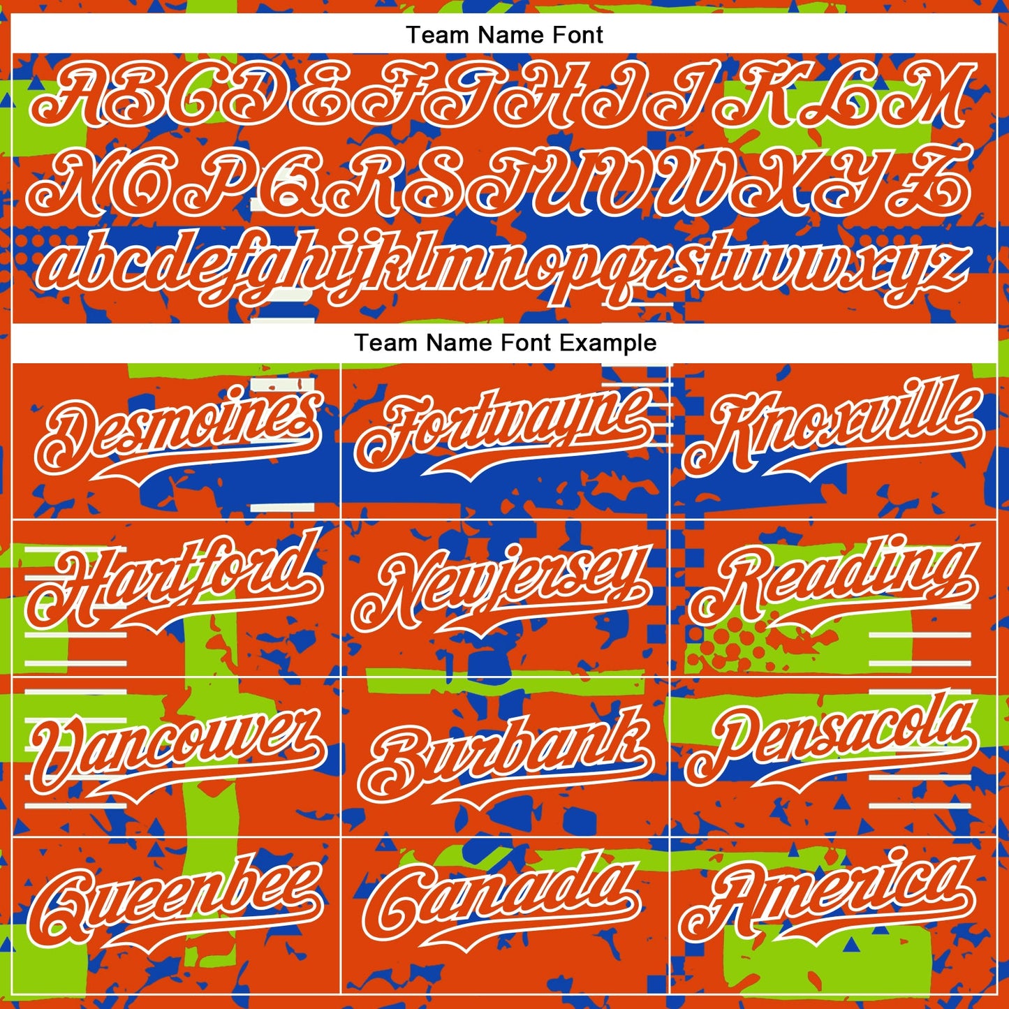 Custom Orange Neon Green Thunder Blue-White Abstract Fragment Shape Bomber Full-Snap Varsity Letterman Hoodie Jacket view 5