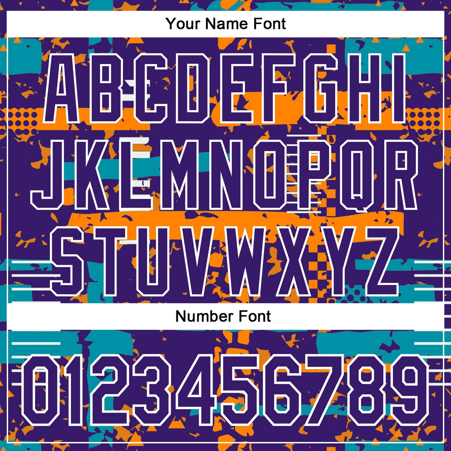 Custom Purple Teal Bay Orange-White Abstract Fragment Shape Bomber Full-Snap Varsity Letterman Hoodie Jacket view 6