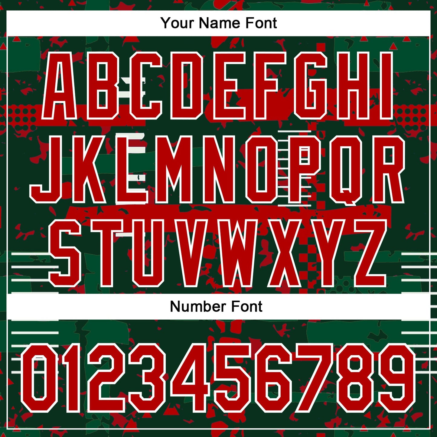 Custom Green Red Kelly Green-White Abstract Fragment Shape Bomber Full-Snap Varsity Letterman Hoodie Jacket view 6