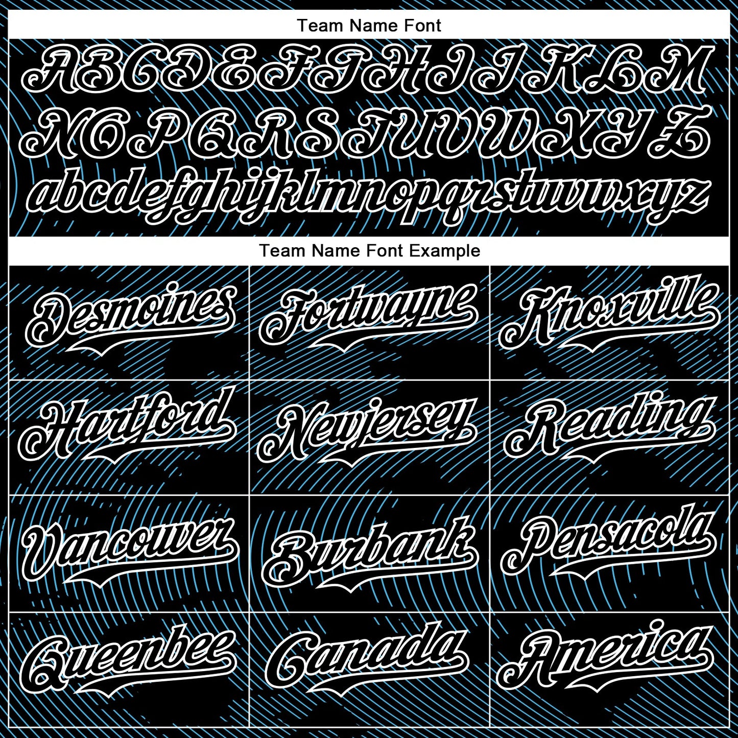 Custom Black Sky Blue-White Curve Lines Bomber Full-Snap Varsity Letterman Hoodie Jacket view 5