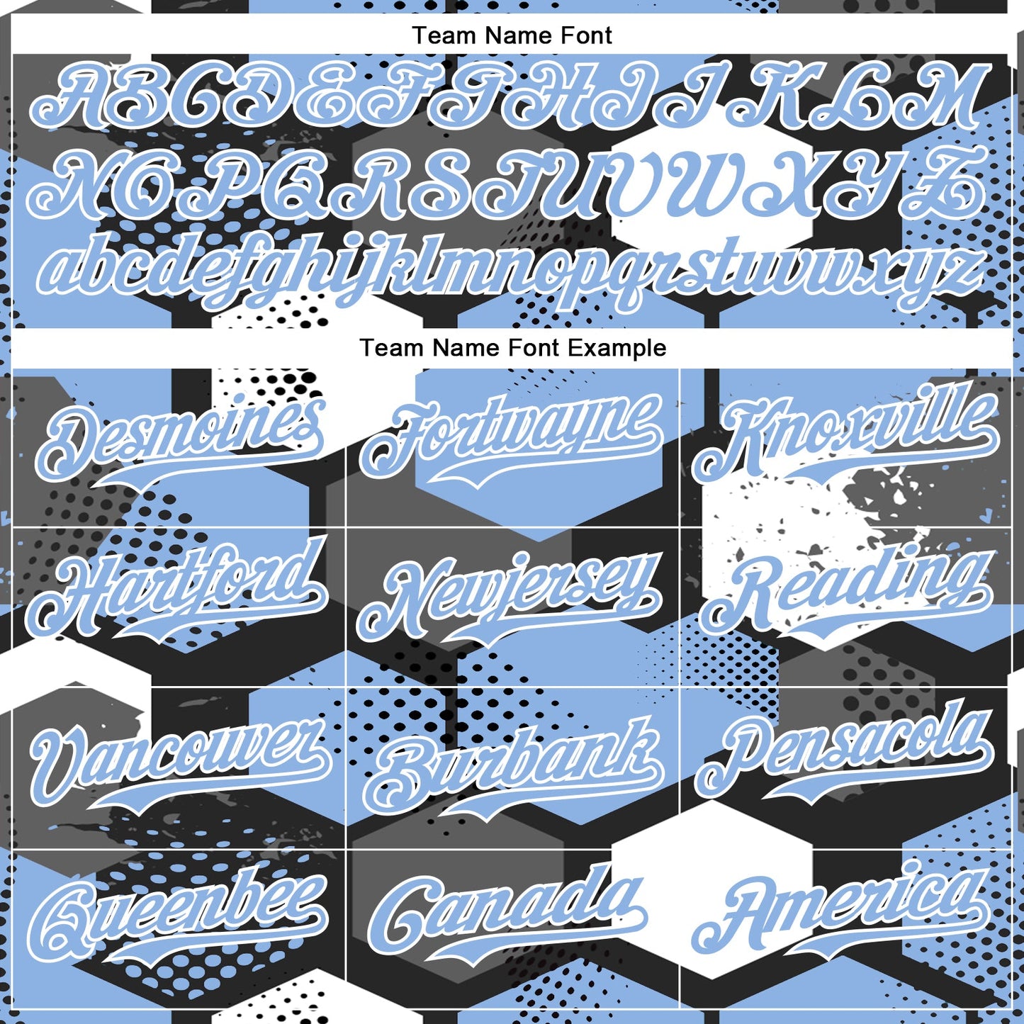 Custom Black Light Blue-White Geometric Shape Bomber Full-Snap Varsity Letterman Hoodie Jacket view 5