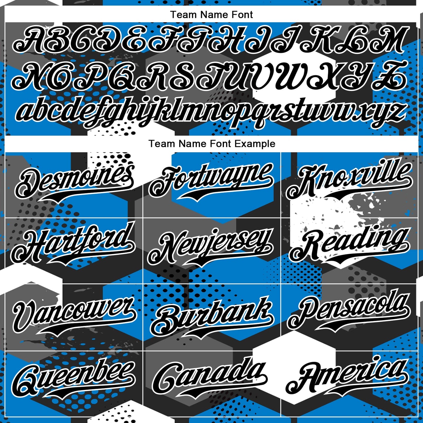 Custom Black Powder Blue-White Geometric Shape Bomber Full-Snap Varsity Letterman Hoodie Jacket view 5