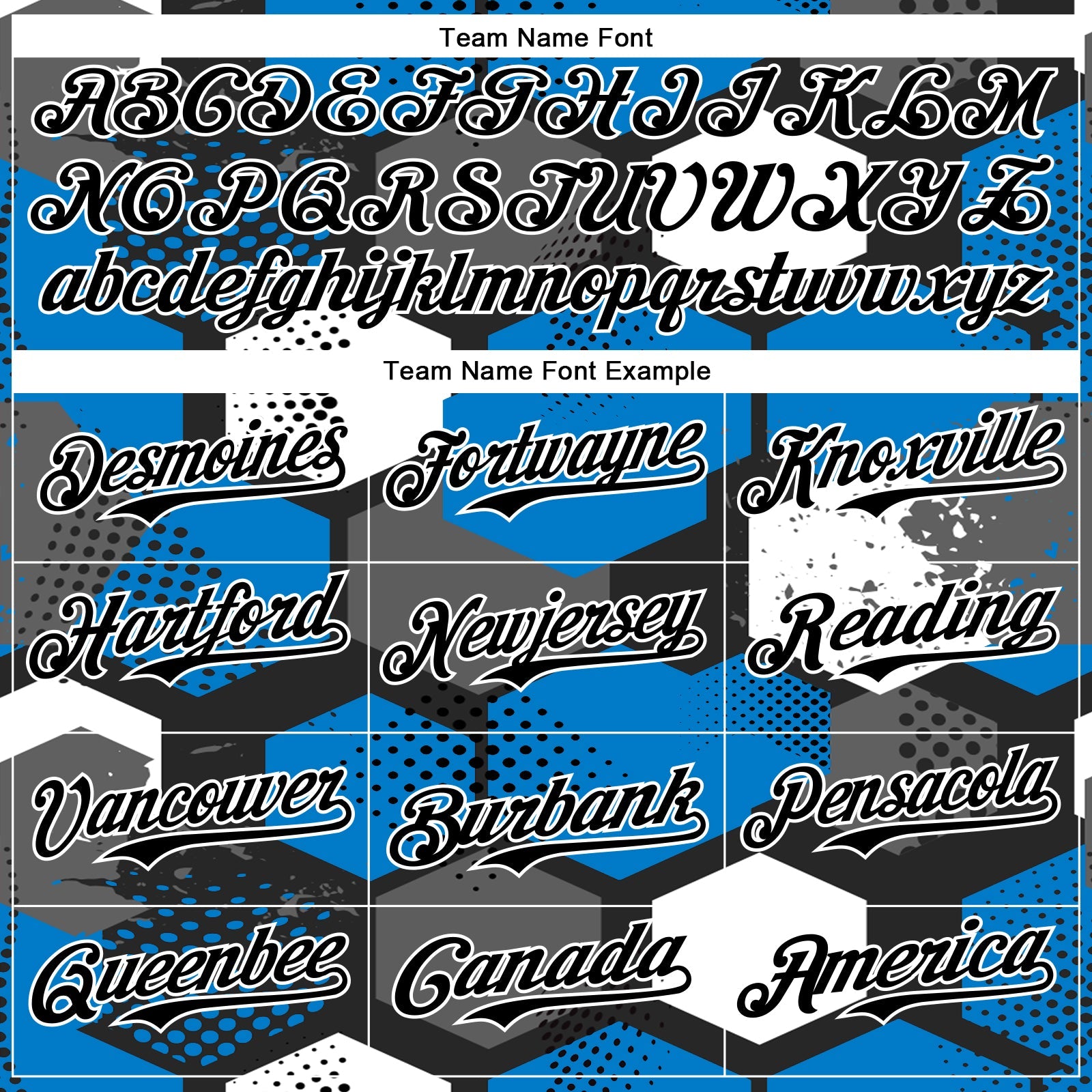 Custom Black Powder Blue-White Geometric Shape Bomber Full-Snap Varsity Letterman Hoodie Jacket view 5
