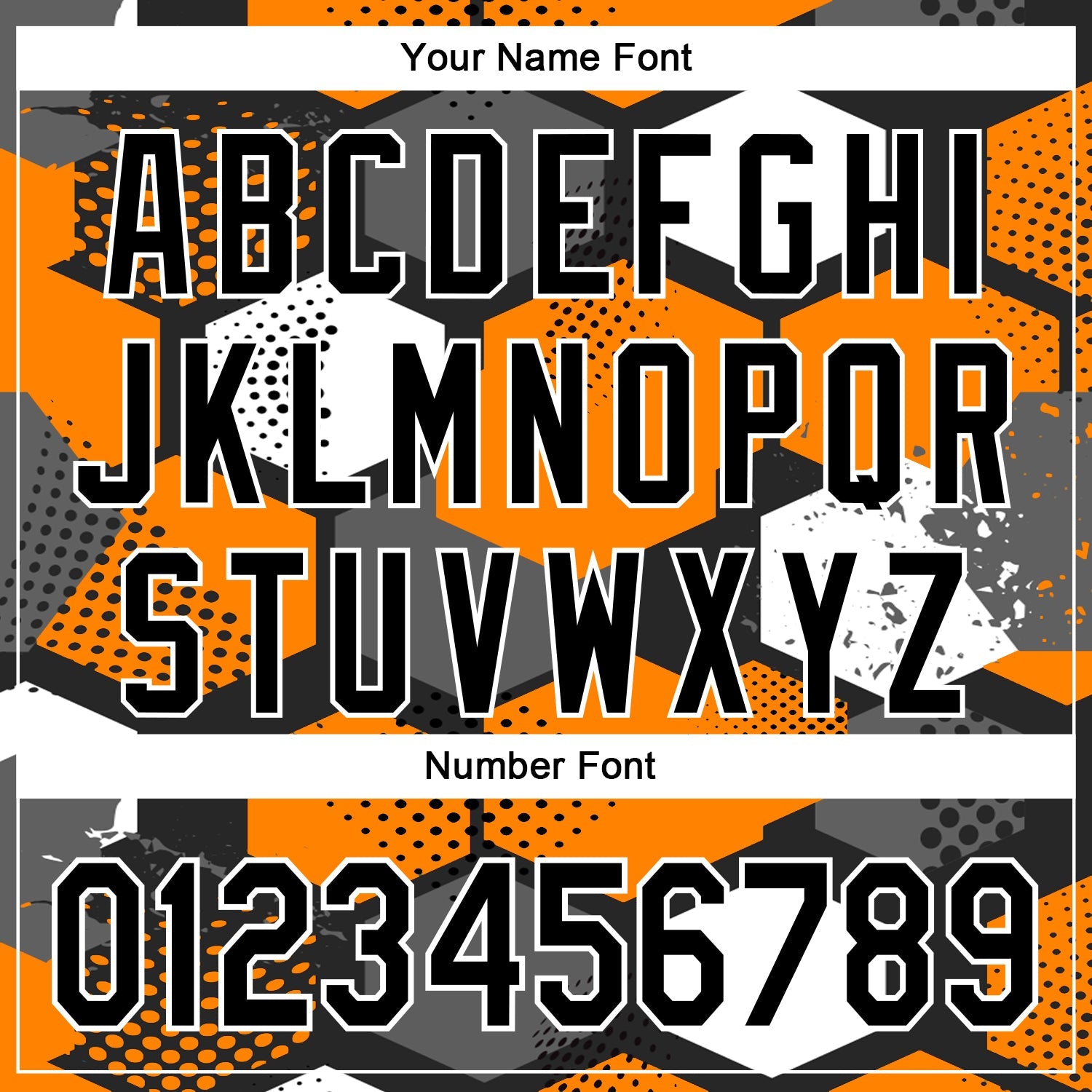 Custom Black Bay Orange-White Geometric Shape Bomber Full-Snap Varsity Letterman Hoodie Jacket view 6