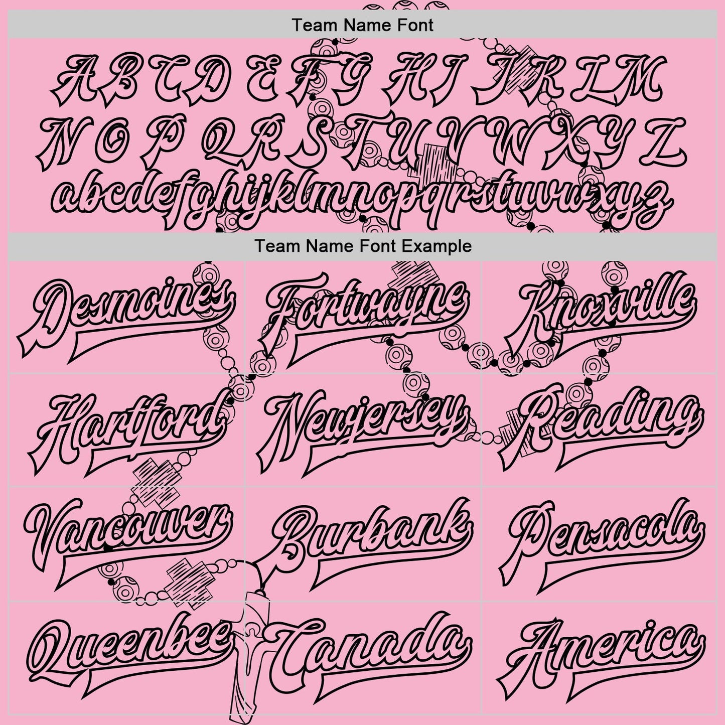 Custom Light Pink Black-White Gothic Crosses Bomber Full-Snap Varsity Letterman Jacket view 5