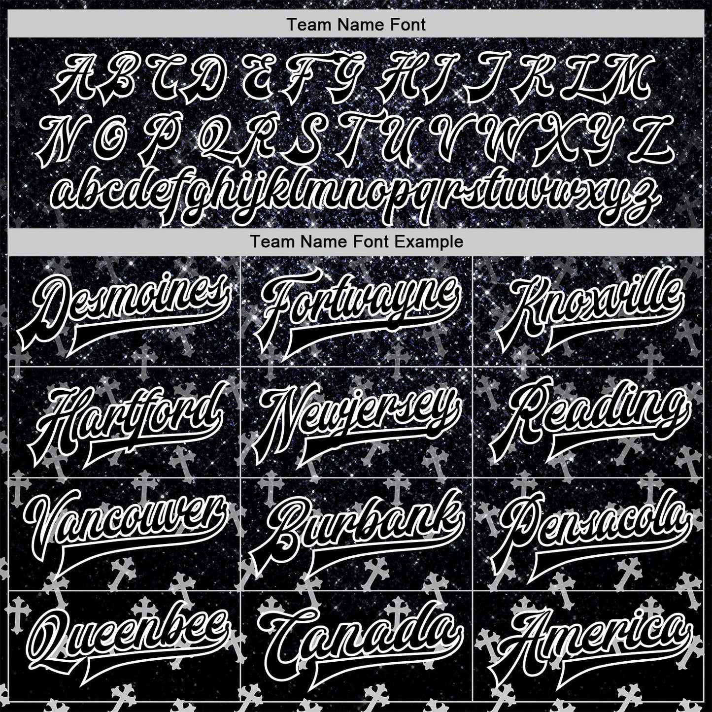 Custom Black White Gothic Glitter Crosses Bomber Full-Snap Varsity Letterman Jacket view 5