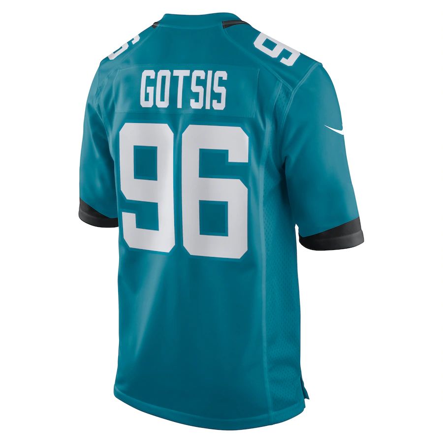 J.Jaguars #96 Adam Gotsis Teal Game Jersey Stitched American Football Jerseys - Main View