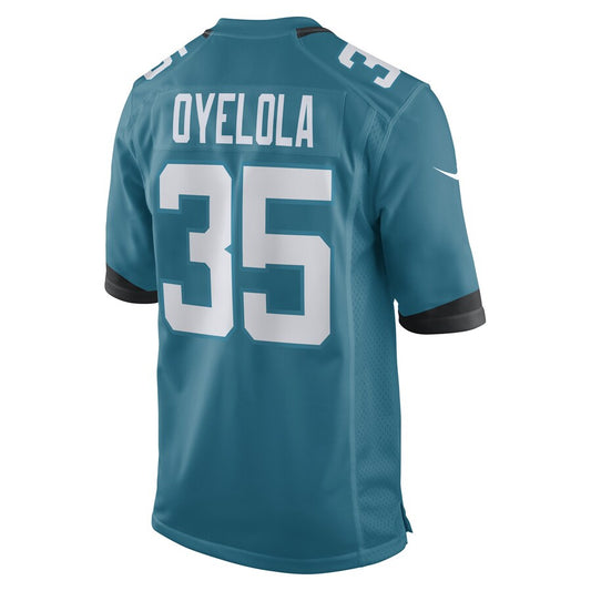 J.Jaguars #35 Ayo Oyelola Teal Game Player Jersey Stitched American Football Jerseys - Main View