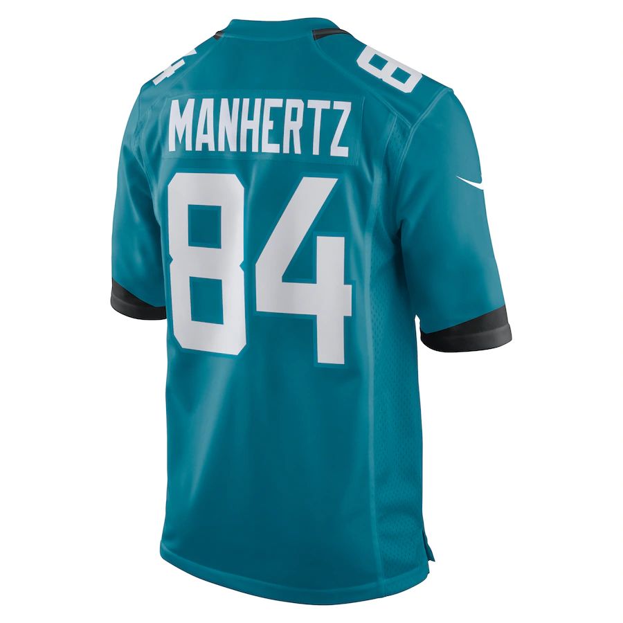 J.Jaguars #84 Chris Manhertz Teal Game Jersey Stitched American Football Jerseys - Main View