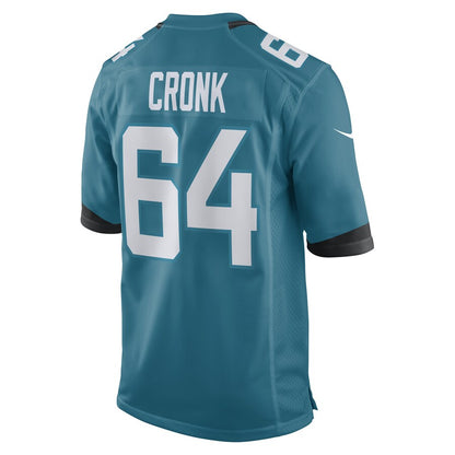 J.Jaguars #64 Coy Cronk Teal Game Player Jersey Stitched American Football Jerseys - Main View