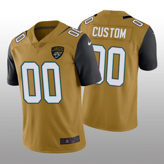 Custom J.Jaguars Gold Color Rush Limited Jersey Stitched American Football Jerseys - Main View